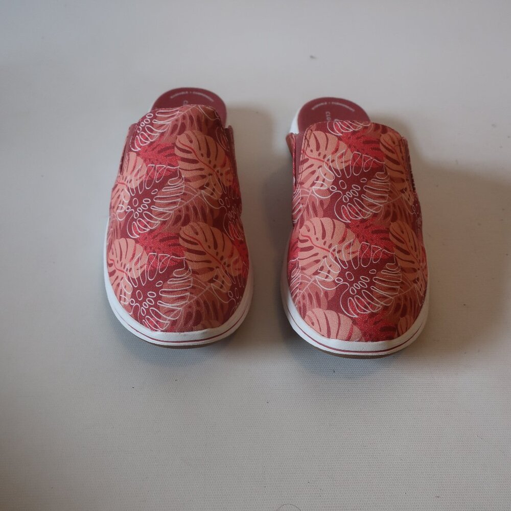 NWT Womens Clarks Cloudsteppers Breeze Shore Pink Canvas Mule Sneakers 12W *